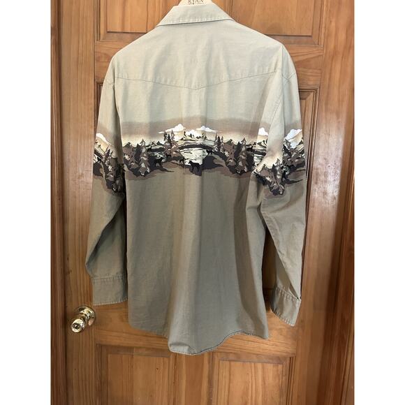 Vtg 90s Roper Pearl Snap Shirt XL Western Cowboy Horse Rodeo Bull Wolves Grunge - Picture 8 of 8